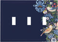 Decorative Light Switch Cover Plate Vintage Blue Morris Strawberry Thief Bird Flower 3 Gang Wall Plate Oversized Triple Toggle Switch Cover Plate Jumbo Faceplate