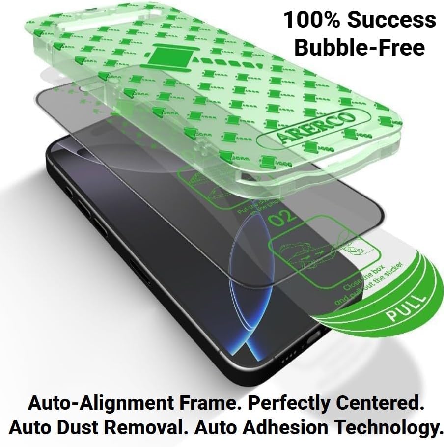 3 Pack for iPhone 17 Privacy Full Screen Protector +2 Camera Lens Protector 9H+ Tempered Cover Glass Military Grade Shatterproof Anti Spy Auto Installation kit