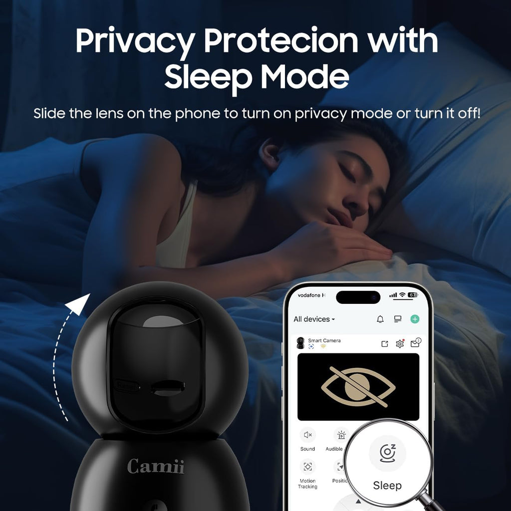 2K Security Camera Indoor, 2.4G & 5G WiFi Pet Camera for Home Security, Pet/Dog/Elder/Baby Camera with Phone App, Night Vision, Cloud/SD Card Storage, 2-Way Audio, Motion Detection, Black
