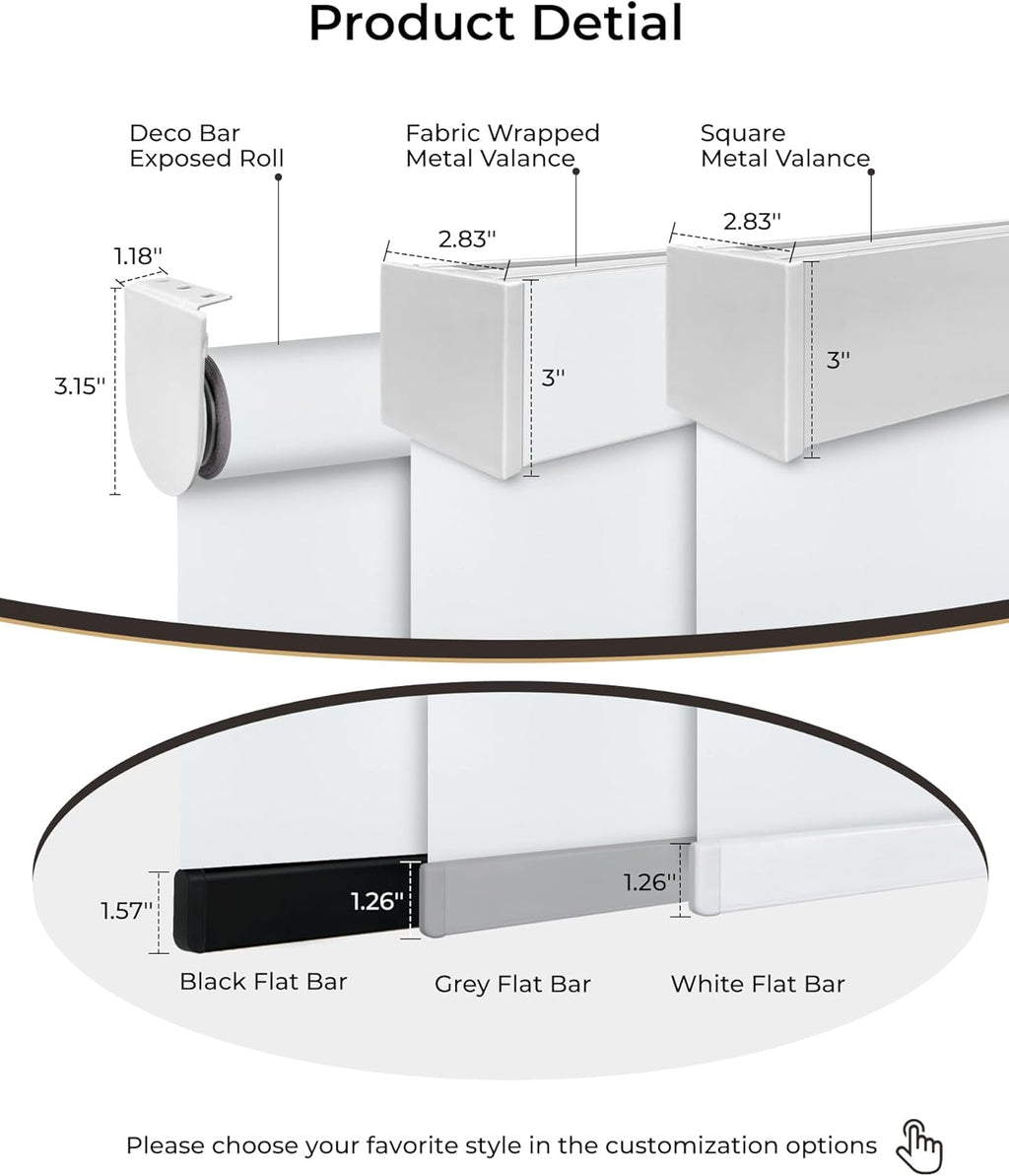 Motorized Roller Shade with Remote Control, 100% Blackout Electric 21-98” Width Blinds for Windows with Alexa Google Home, Rechargeable Smart Automatic Customized Size（Waterproof-White）