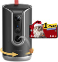 Pet Camera Treat Dispenser [1-Year Trial: Cloud + AI Features Included], 2K Dog & Cat Cam, Remote Treat Tossing, 360° Auto Tracking, 5G/2.4G WiFi Compatible, 2-Way Talk, Motion Alerts Indoor