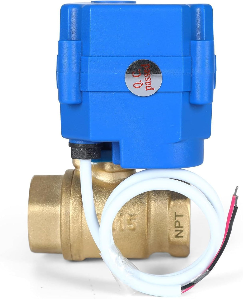 Motorized Ball Valve 3/4", Standard Port, Electric Brass Ball Valve, 9-24V AC/DC, 2 Wire Auto Return, Electric Shut Off Ball Valves