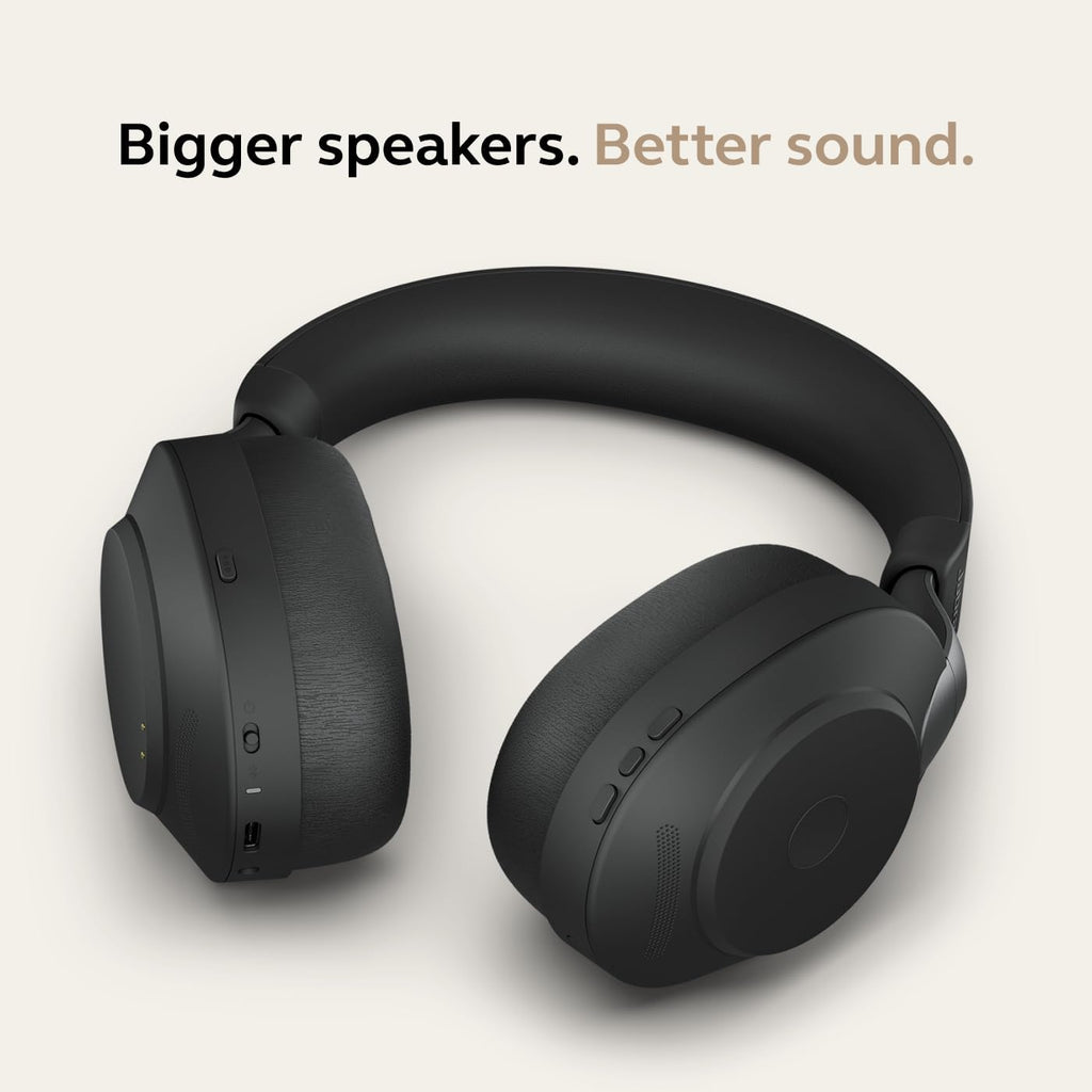Jabra Evolve2 85 Wireless PC Headset – Noise Cancelling UC Certified Stereo Headphones with Long-Lasting Battery – USB-C Bluetooth Adapter – Black