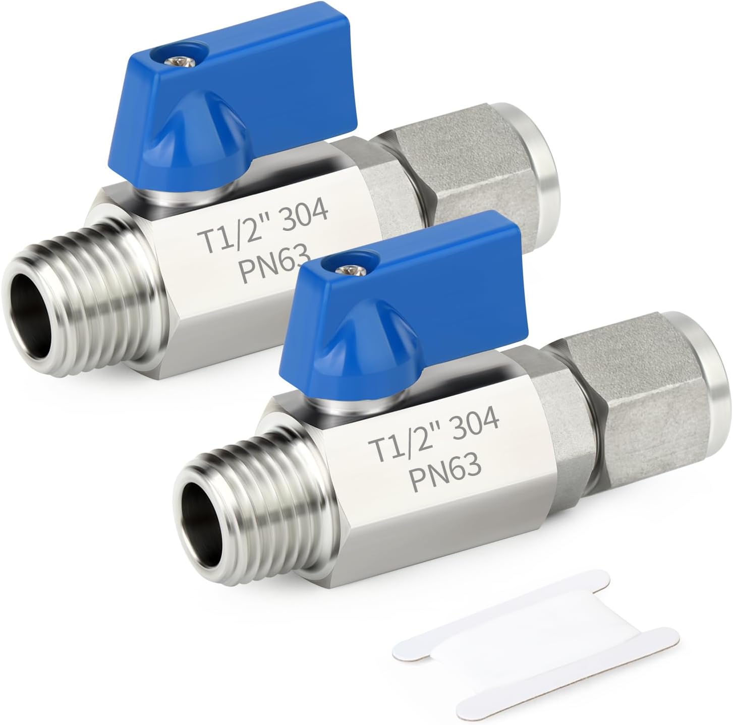 TAISHER 2PCS 304 Stainless Steel Compression Mini Ball Valve Shut Off Switch, 1/2" Tube OD x 1/2" NPT Male