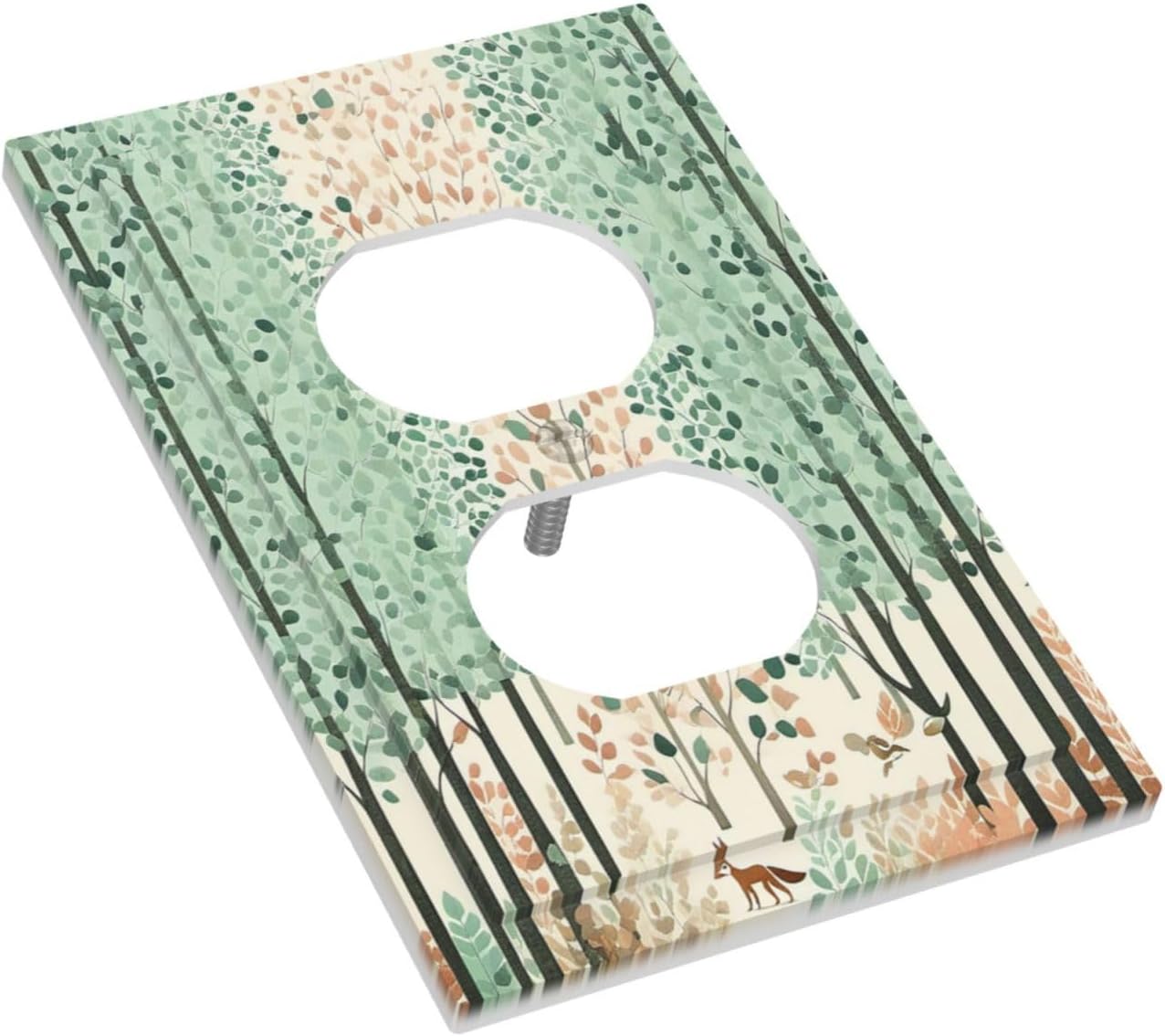 Boho Wildflower Forest Woodland Animals Outlet Covers 1 Gang Duplex Light Switch Cover Wall Plate Decorative Switch Plates Electrical Receptacle Faceplate for Bedroom Bathroom Decor