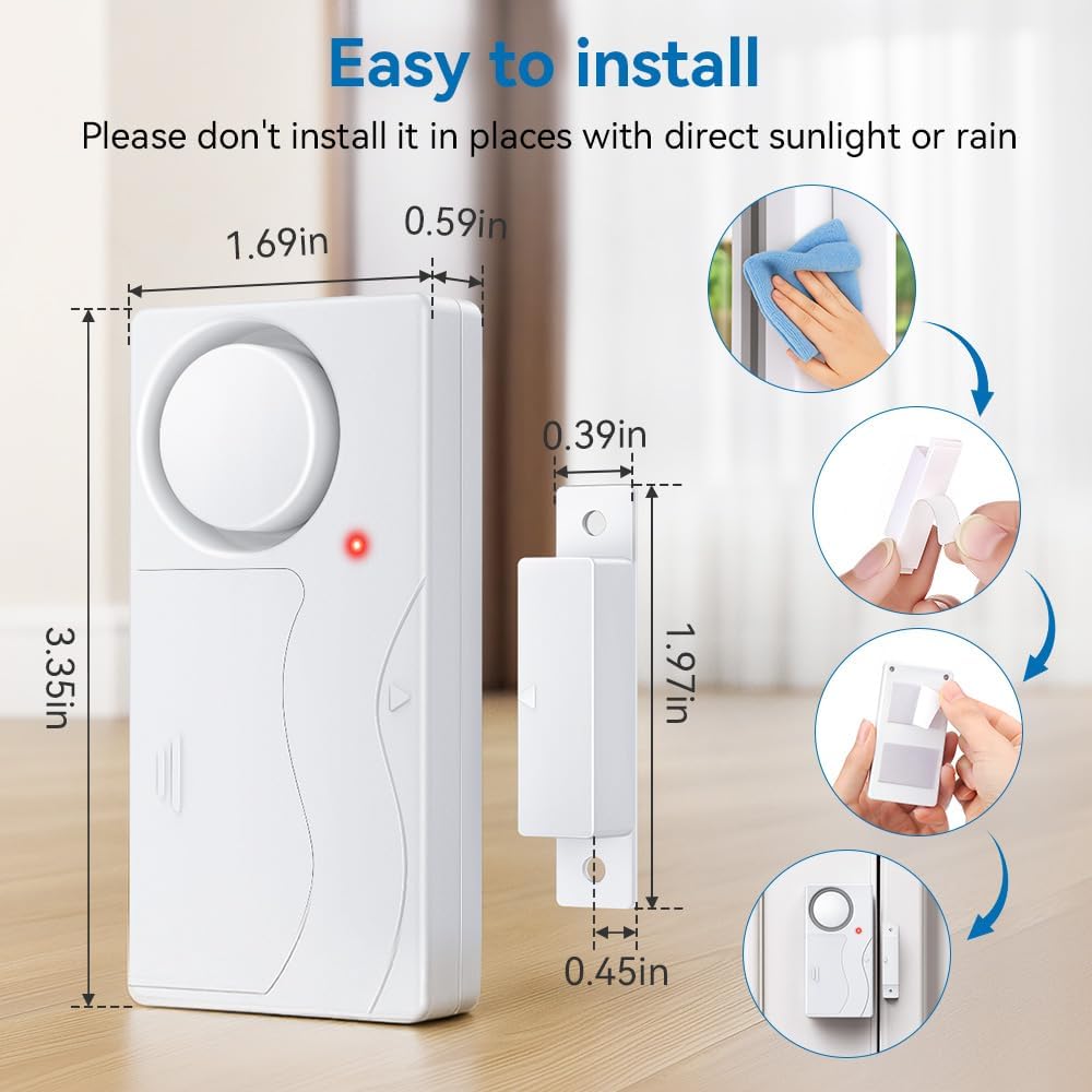Door Chimes When Door Opens, 110dB Door Security Devices with Remote, Door Sensor, Door Alarms for Kids Safety, House Garage, Apartment, Store