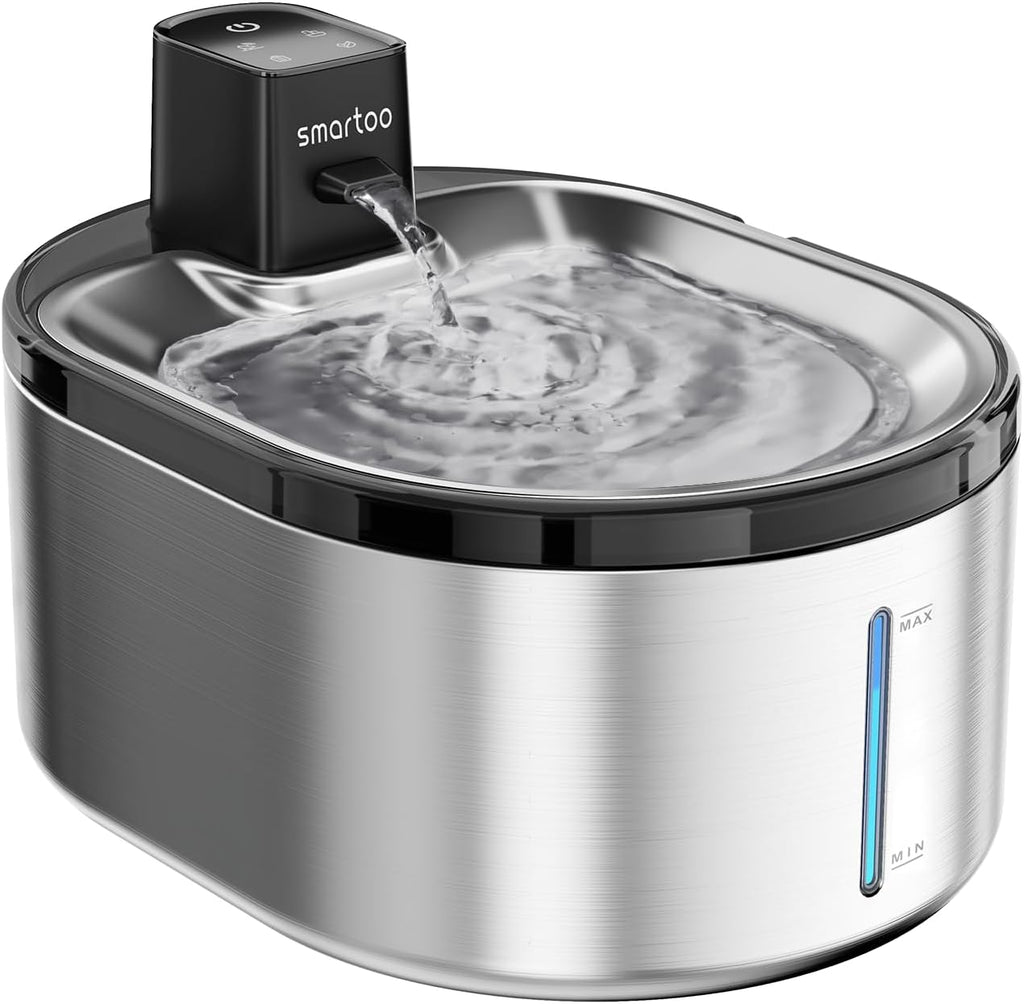 Wireless Cat Water Fountain Stainless Steel, 152oz/4.5L Cat Fountain Battery Operated, Cordless Pet Water Fountain for Cats & Dogs with Motion Sensor, Ultra Quiet Pump, Multi-Filtration