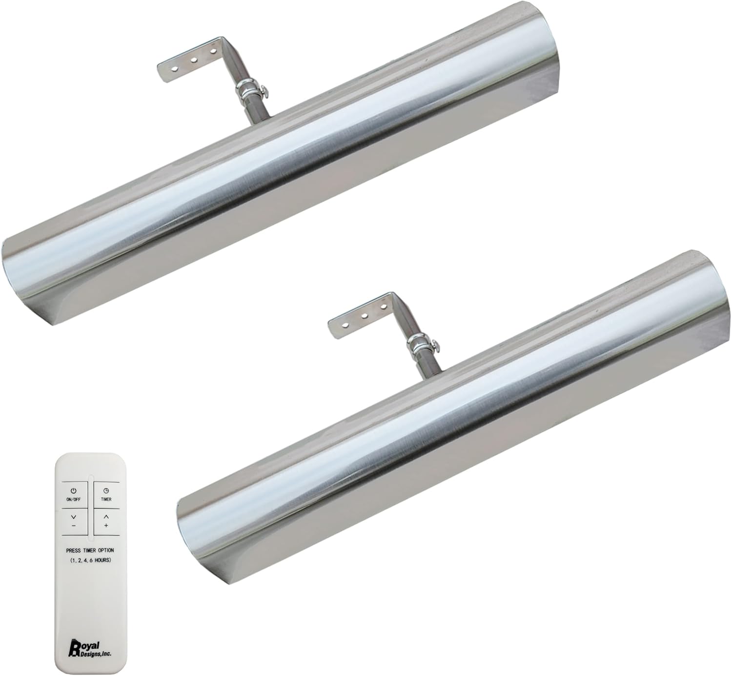 Royal Designs, Inc. Cordless Remote Control LED Picture Light, Dimmable with Timer Function, Brushed Nickel, 16.75 Inches, 2 Pack