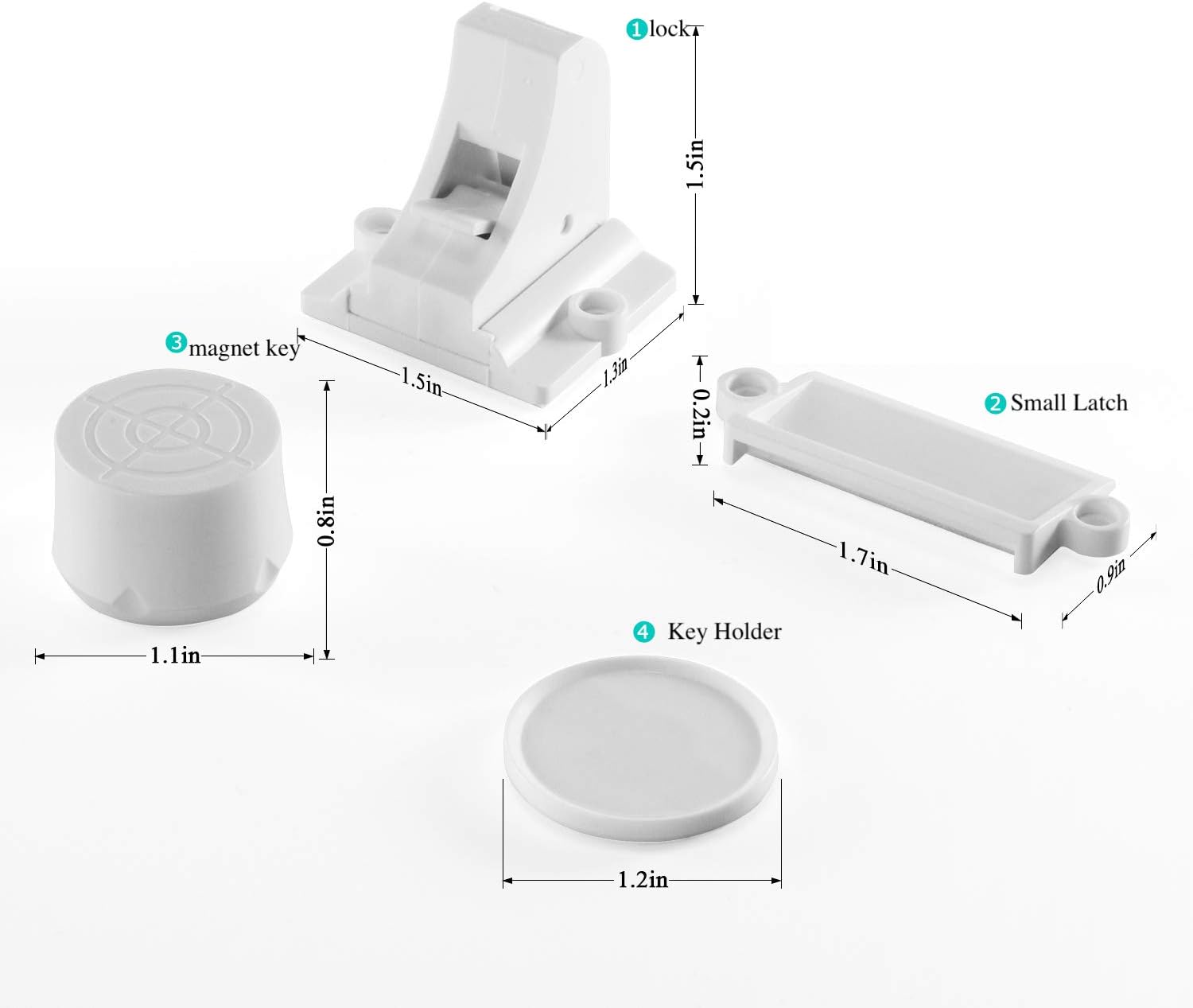 Vmaisi Adhesive Magnetic Locks for Cabinets & Drawers (32 Locks and 4 Keys)