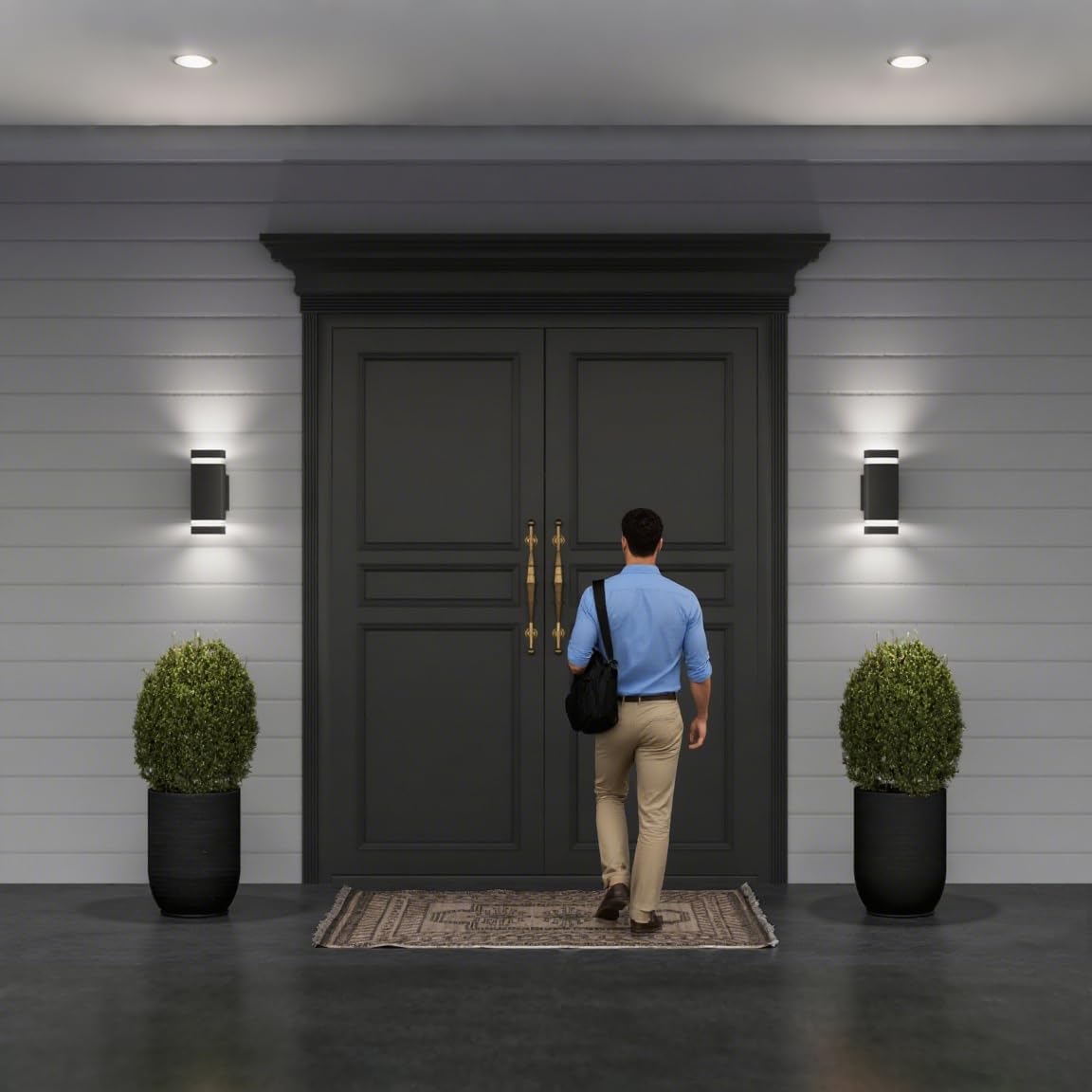 Dusk to Dawn Outdoor Lighting, Bling Exterior Wall Sconce - ETL Listed, Outdoor Light Fixtures Wall Mount Cylinder Design -White Up Down Outdoor Lights for House, Porch, Backyard (2 Pack)