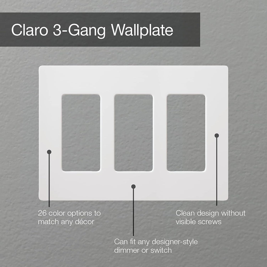 Lutron Claro Light Switch Cover Plate, 3 Gang Wallplate, for Decorator Light Switches, Rocker Light Switch Cover, Outlet Cover, Screwless Switch Plate Cover, Gloss, CW-3-BR, Brown