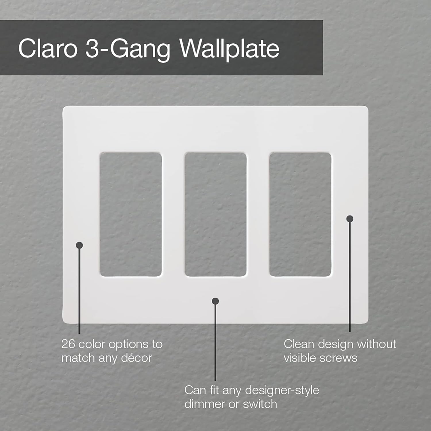 Lutron Claro Light Switch Cover Plate, 3 Gang Wallplate, for Decorator Light Switches, Rocker Light Switch Cover, Outlet Cover, Screwless Switch Plate Cover, Gloss, CW-3-BR, Brown