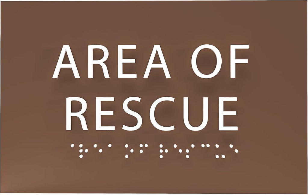 6" X4" Area of Rescue Sign - ADA Compliant Tactile Graphics Grade 2 Braille Text Wall Sign | Emergency Assistance, Refuge Place Sign for Schools, Offices, Apartments & Restaurants