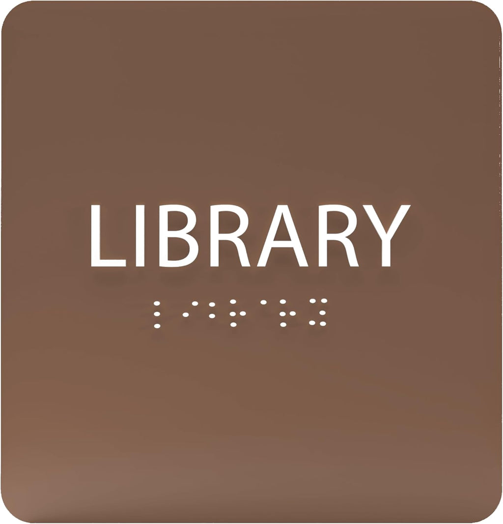6" X6" Library Sign - ADA Compliant Tactile Graphics Grade 2 Braille Text Acrylic Wall Sign - Quiet zone, Information Convey, Group Study Room Door Signs for Office, School, Home
