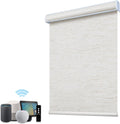 SmartWings Motorized Roller Shades Work with Homekit, Alexa Google, 100% Blackout Smart Blinds for Windows, Cordless Remote Control Window Shades, Linen White, Customized Size