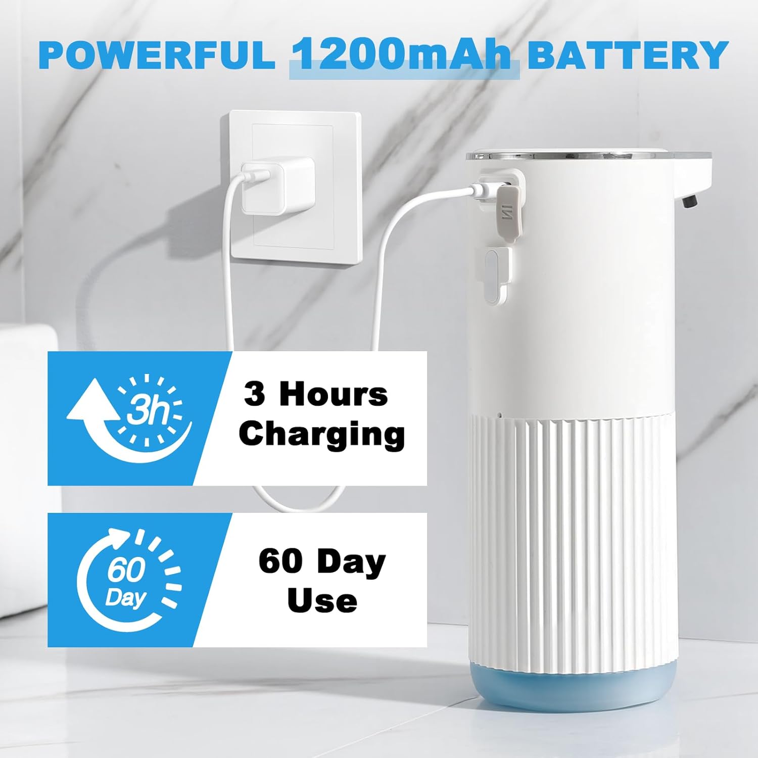 Automatic Soap Dispenser, 2 Pack White Touchless Liquid Soap Dispenser for Bathroom, 13.5 Fl Oz Plastic Electric Auto Dish Soap Dispensers Wall Mount for Kithcen with Adjustable Volume
