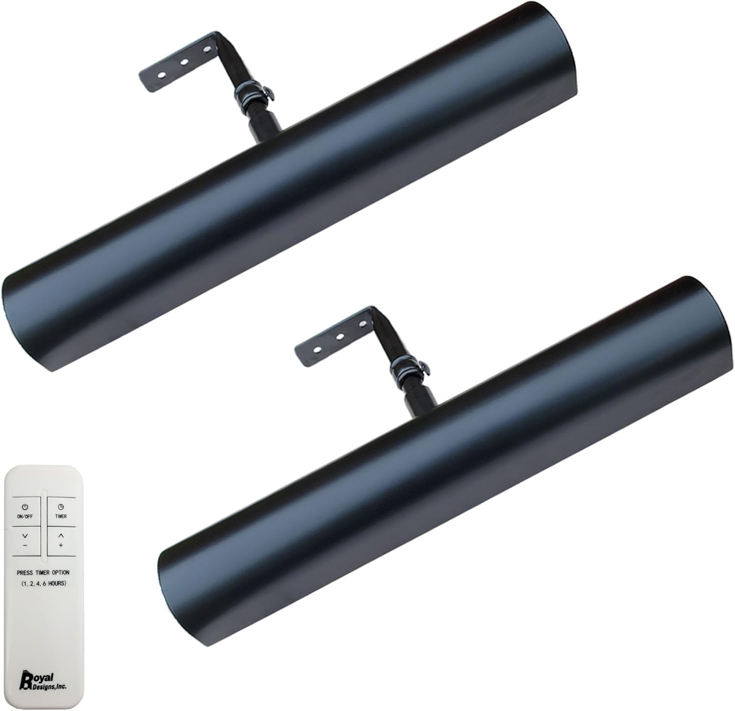 Royal Designs, Inc. Cordless Remote Control LED Picture Light, Dimmable with Timer Function, Black, 14.75 Inches, 2 Pack