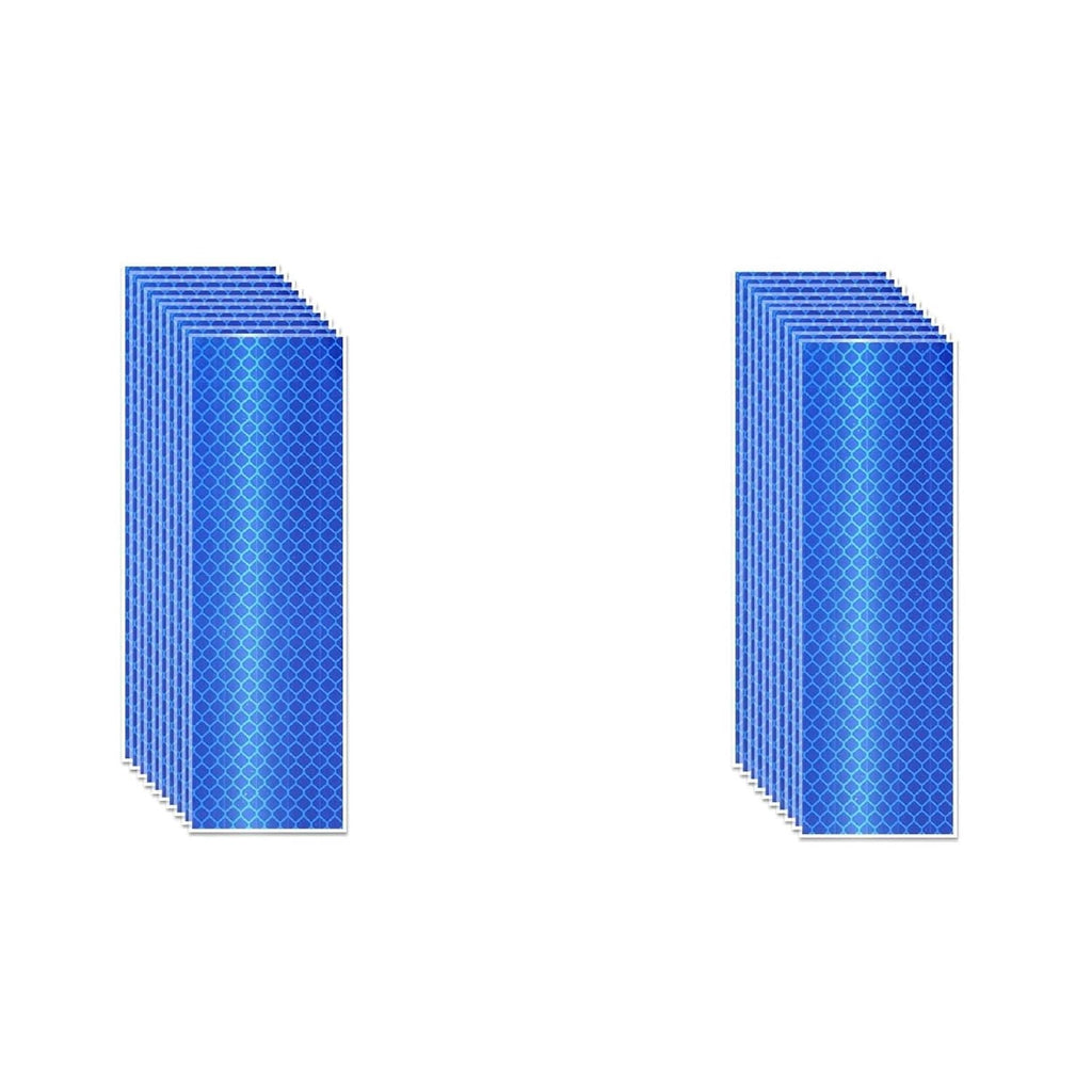 Non Fading Blue Reflective Stickers 2 inch X 6 inch, Outdoor Waterproof High Visibility Warning Safety Adhesive Reflector Tape (20 Pcs)