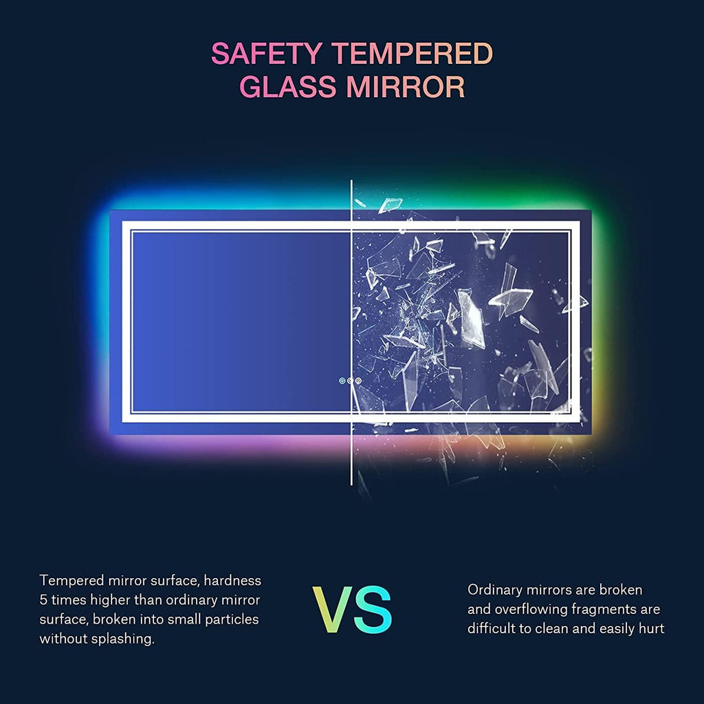 55x30 Inch RGB LED Mirror for Bathroom, RGB Backlit and Front Lighted Bathroom Mirror, Large Dimmable Vanity Mirror with Lights,Anti-Fog, Memory,ETL Listed, Wall Mounted