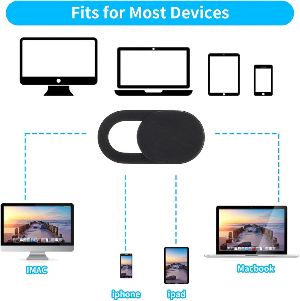 Amabro 8PCS Webcam Cover Slide, Thin Phone Camera Cover Laptop Computer Camera Cover Slide Blocker Slider Lens Cover Protector Protect Privacy Security Fits Desktop PC Tablet Pad(Black)