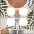 Beautiful Boho Mid Century Large Archs Sun Leaves Plants Outlet Covers 2 Gang Double Duplex Decorative Light Switch Covers Electrical Wallplates Socket Faceplate for Bedroom Living Room Decor