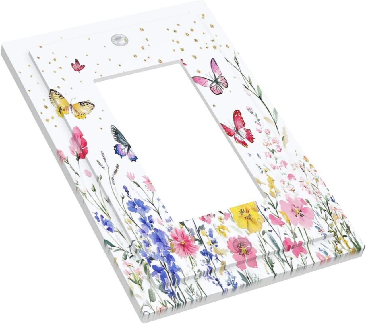 Decorative Outlet Covers Watercolor Floral Butterfly Colorful Wildflower 1 Gang Single Rocker Light Switch Cover Plate Wall Plates Gfci Faceplate For Bed Room Living Room Decor