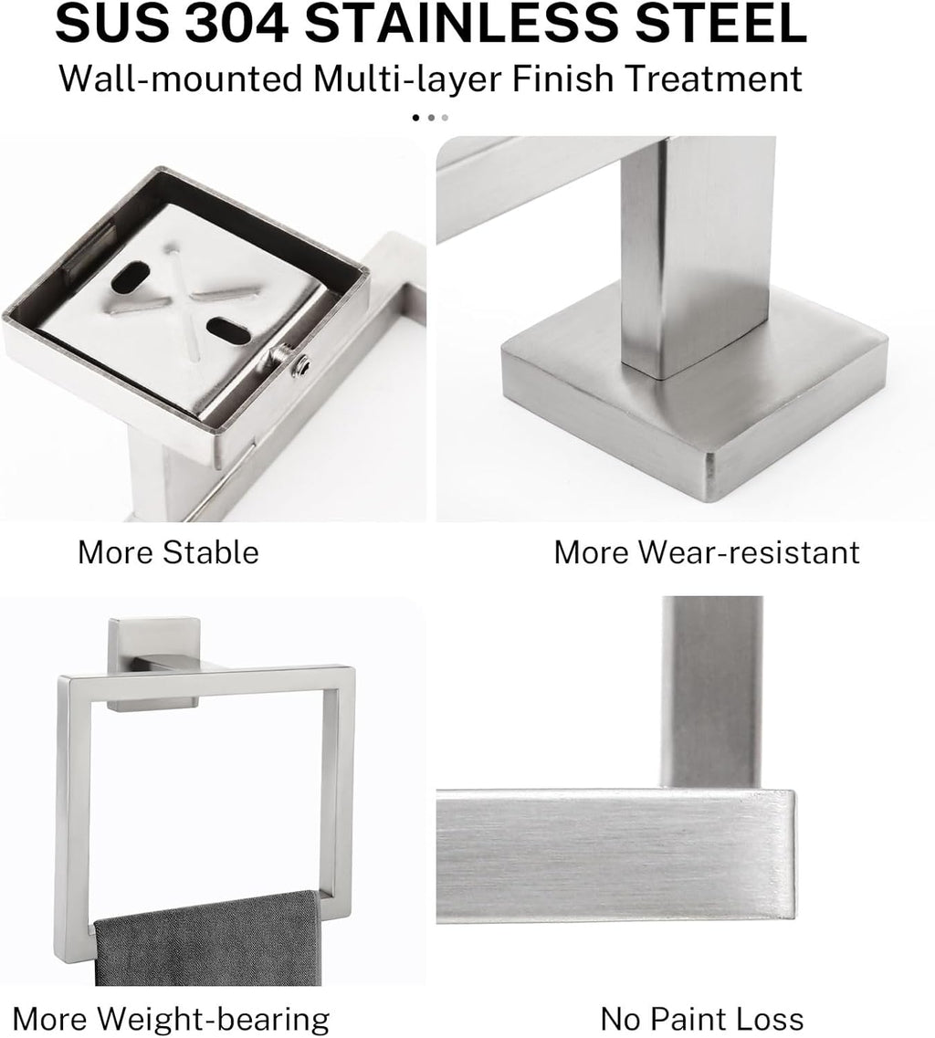 Brushed Nickel Towel Ring Towel Holder for Bathroom Bath Towel Hanger Stainless Steel Bathroom Hardware Accessories Wall-Mounted Towel Rack