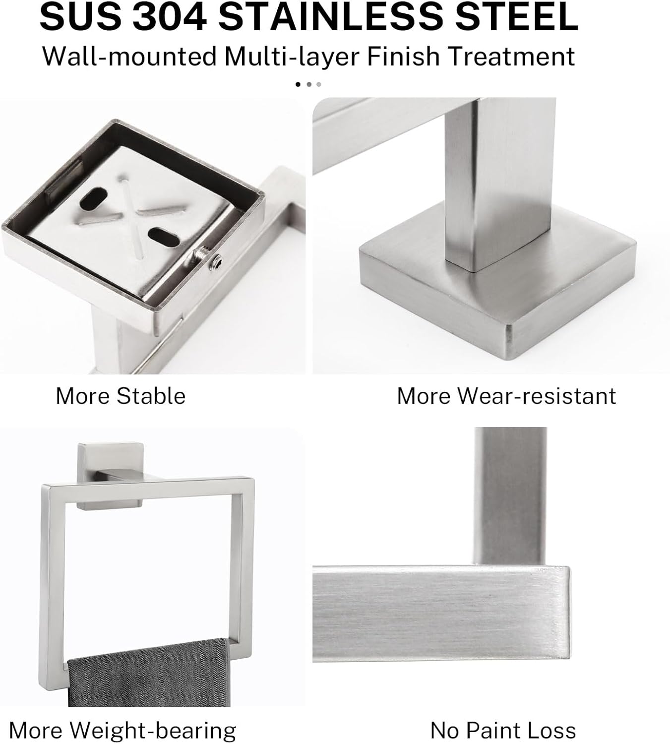 Brushed Nickel Towel Ring Towel Holder for Bathroom Bath Towel Hanger Stainless Steel Bathroom Hardware Accessories Wall-Mounted Towel Rack