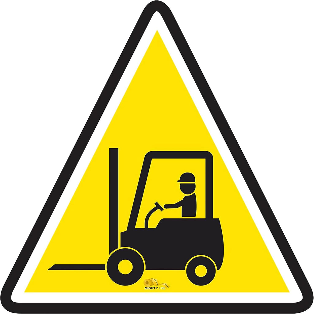 Mighty Line Forklift Floor Sign for Safety, Warning, Heavy-Duty, Peel and Stick, Adhesive, Industrial Quality, Forklift Crossing with Driver, 16"