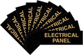 All Quality Basic Electrical Panel Sign - Fire Regulation Safety Compliance Sign - Black/Gold - Large (10 Pack)