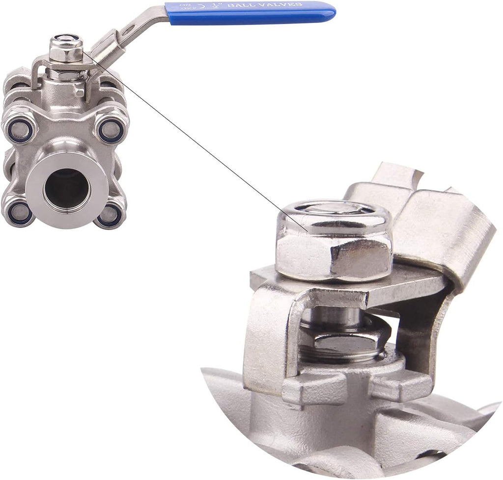SHERICH Vacuum KF40 Ball Valve 304 Stainless Steel Clamp High Vacuum Fast Ball Valve Blue Handle With Locking Device (KF40)