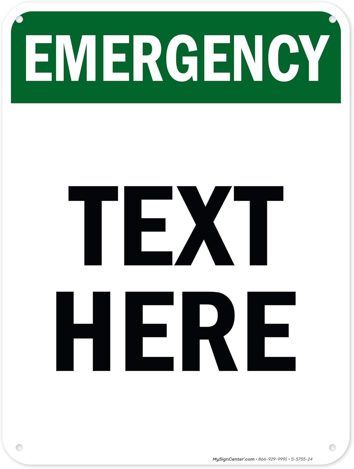 Custom Emergency Sign, OSHA Sign, 18x24 Inches, 55 mil thick HDPE (high density polyethylene), Made in USA by My Sign Center