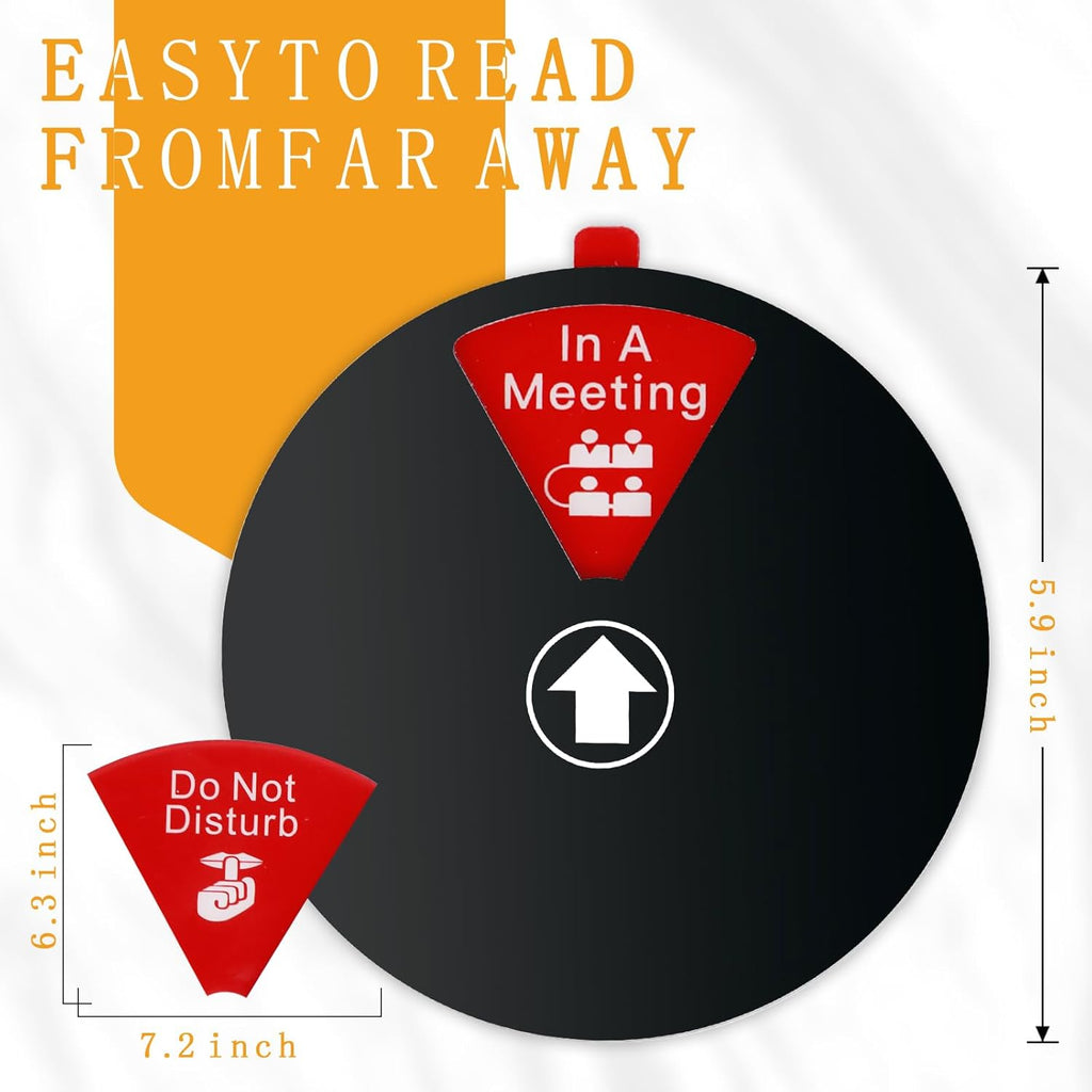Office Privacy Door Sign with Rotating Status Indicator - 6 Inch Magnetic & Adhesive ABS Sign for Office/Home, 6 Modes (Do Not Disturb/Meeting/Remote Work) (Black)