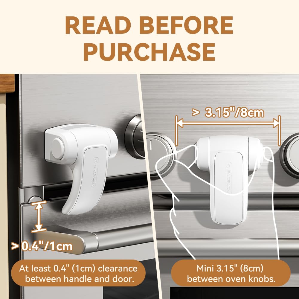 EUDEMON 1 Pack Oven Lock,Baby Proofing Oven Door Lock, Child Safety Oven Front Lock, Easy to Install & Use no Tools Need or Drill (White)