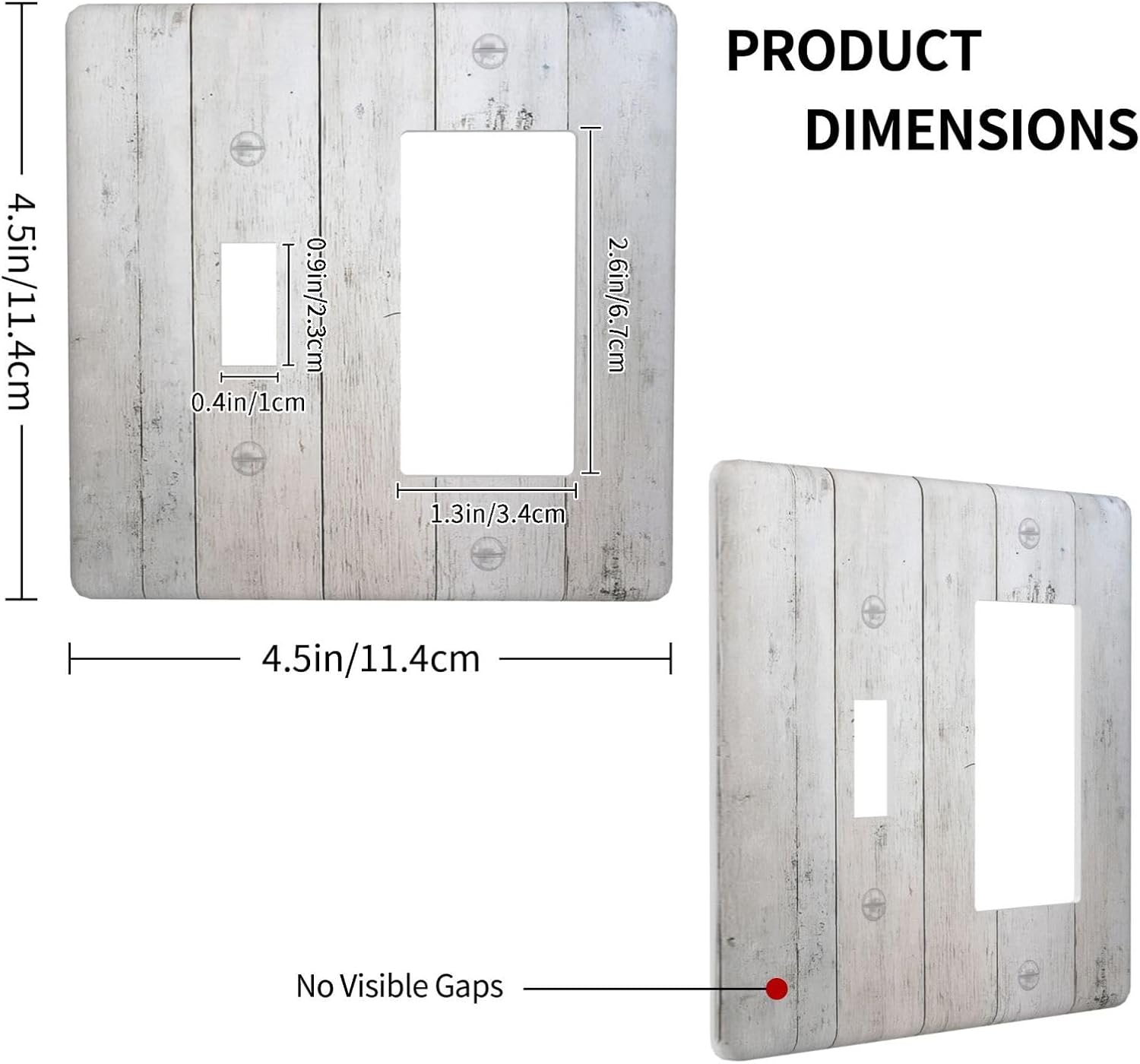 Rustic White Grey Wood Grain Outlet Covers 1 Toggle 1 Rocker Combination Light Switch Cover Plate Decorative Wall Plate Electrical Switch Plates for Bedroom Bathroom Decor