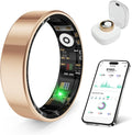Smart Health Ring, Featuring Stress and Sleep Monitoring Functions, Compatible with iOS and Android, Waterproof Fitness Tracker for Women & Men, No Subscription Fee. (Rose Gold, 12)