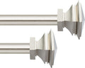 Deco Window 2 Pcs 36"-66" Extendable Curtain Rod for Door & Windows Adjustable Iron Telescopic Drapery Bar with Stacked Square Finials (1" Diameter, Satin Silver)