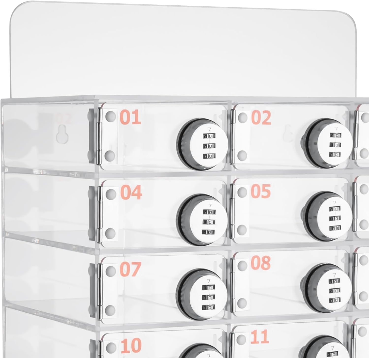 Cell Phone Locker Box 15 Slots Clear Acrylic Cell Phone Organizer Cabinet with Combination Locks Wall-Mounted Locking Cell Phone Storage Box for Classroom Office,Shool,Office (15 Slots, Acrylic)