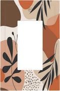 Decorative Outlet Covers Boho Botanical Orange Green Beige Minimalist 1 Gang Single Rocker Light Switch Cover Plate Wall Plates GFCI Faceplate for Bedroom living Room Decor