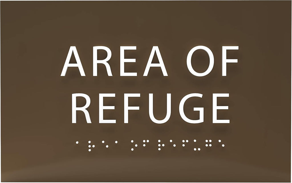 6" X4" Area of Refuge Sign - ADA Compliant Tactile Graphics Grade 2 Braille Text | Wall Mount Plastic Signs for Shopping Malls, Offices, Hotels, Schools, Apartments & Restaurants