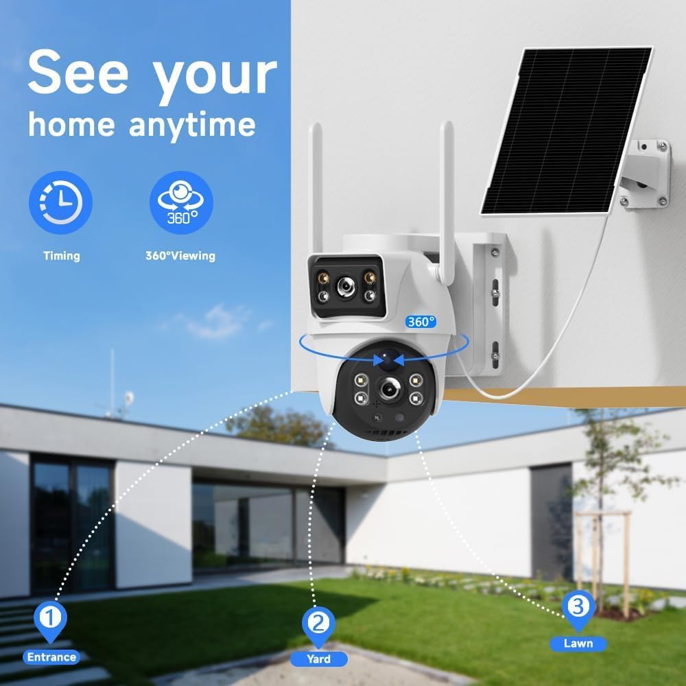 XIAOVV 4K Outdoor Security Camera with 4G LTE, 8MP Security Camera Outdoor with 8000mAh Solar Panel, Motion Detection, 360° Pan-Tilt Rotation, Full-Color Night Vision, AOV Low Power Consumption