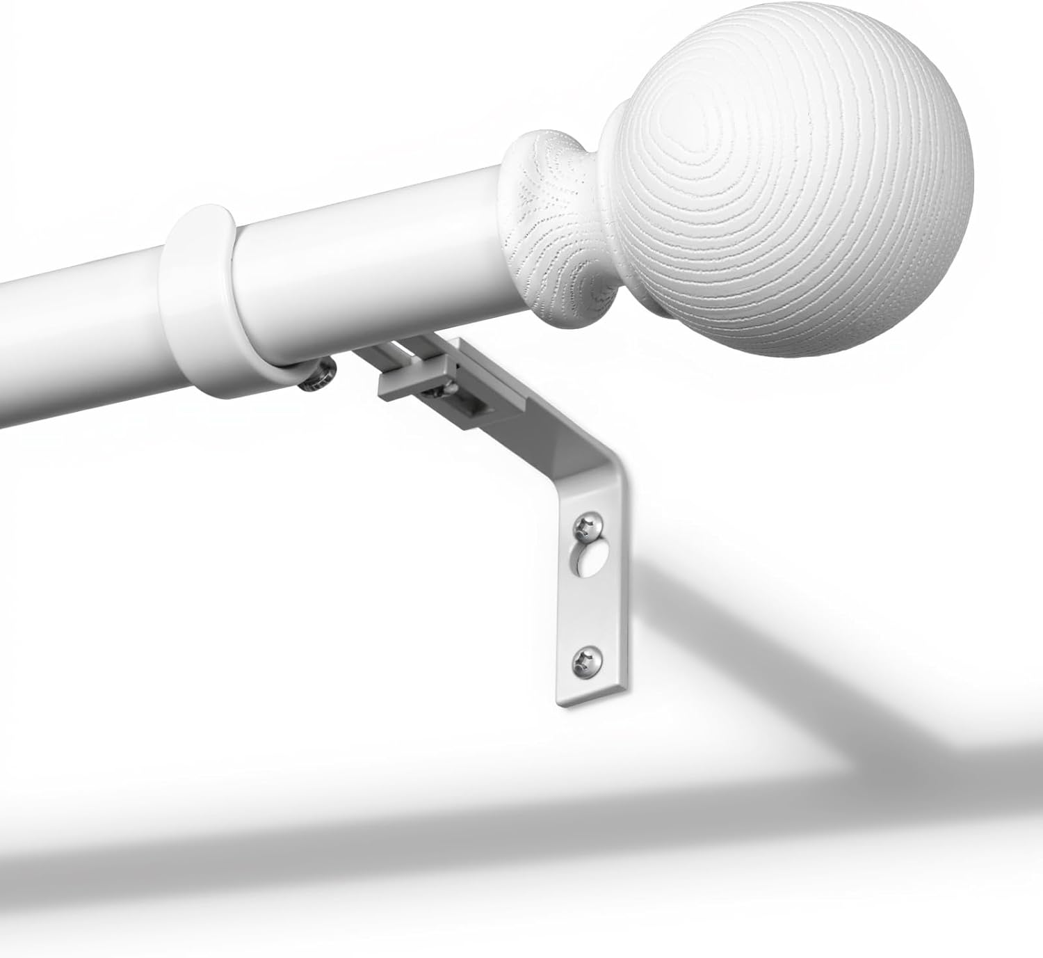 BRIOFOX White Curtain Rods for Windows 66 to 120 Inch(5.5-10ft) - 1'' Diameter Heavy Duty Curtain Rods with Imitation Wood Grain Pattern Finials,Adjustable Decorative Curtain Rods Set,28-120''