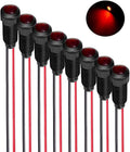 8pcs Red LED Indicator Pilot Light AC/DC 12-24V Mounting Hole Size 8mm(Flame Retardant Plastic Shell)