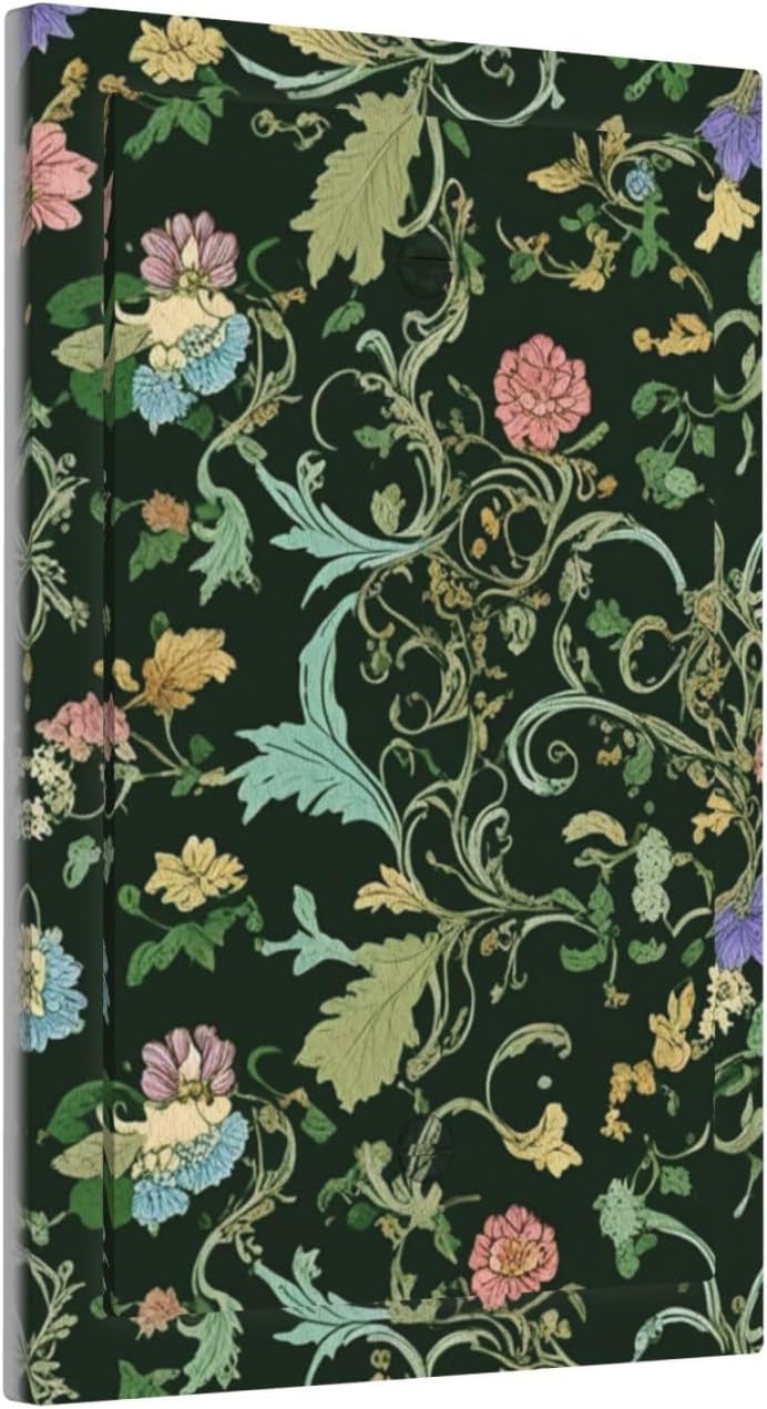 Decorative Light Switch Cover Plate Vintage Green Leaf Plant Rustic Pink Flower 1 Gang No Device Single Blank Outlet Covers Wall Plate Cover Switchplate Electrical Faceplate
