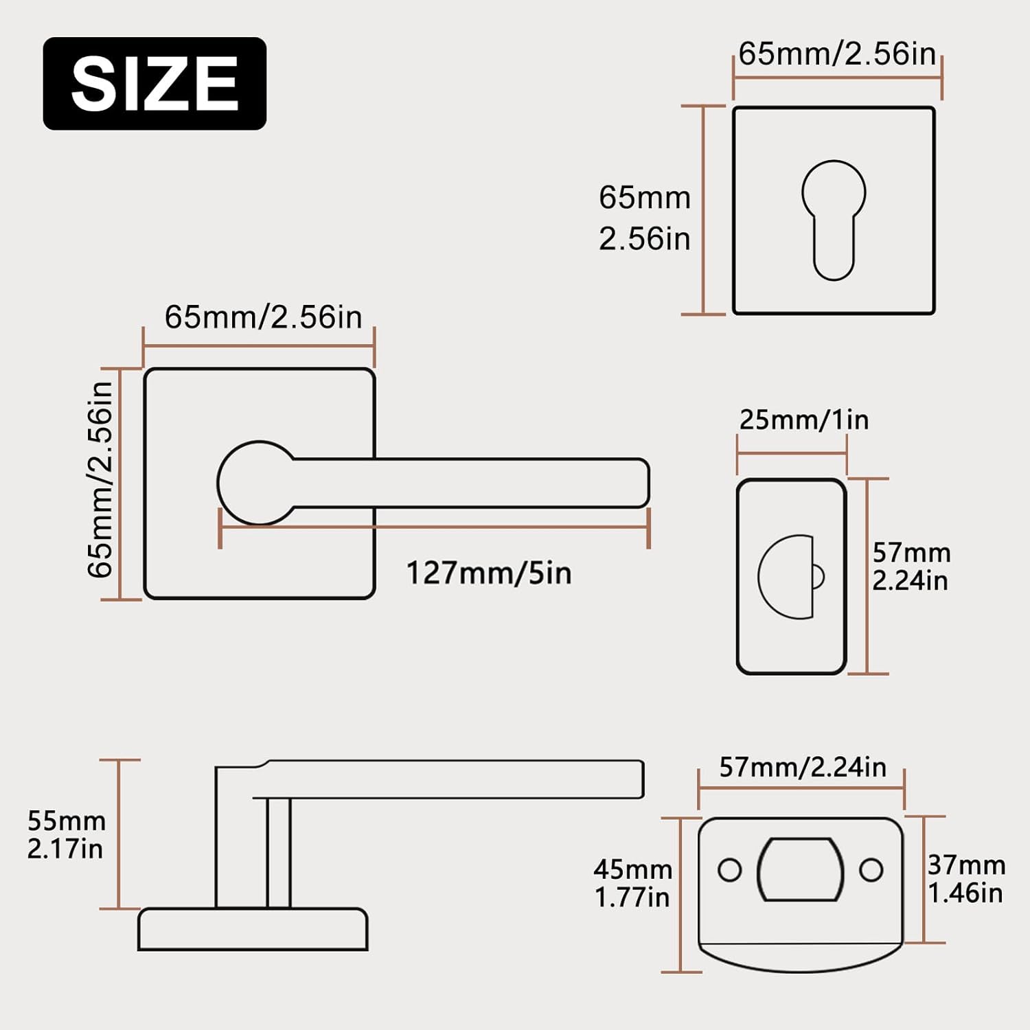 15 Sets Passage Door Lever and Single Cylinder Deadbolt Lock Set, Heavy Duty Square Handle for Entrance and Front Door, Matte Black, Different Keys