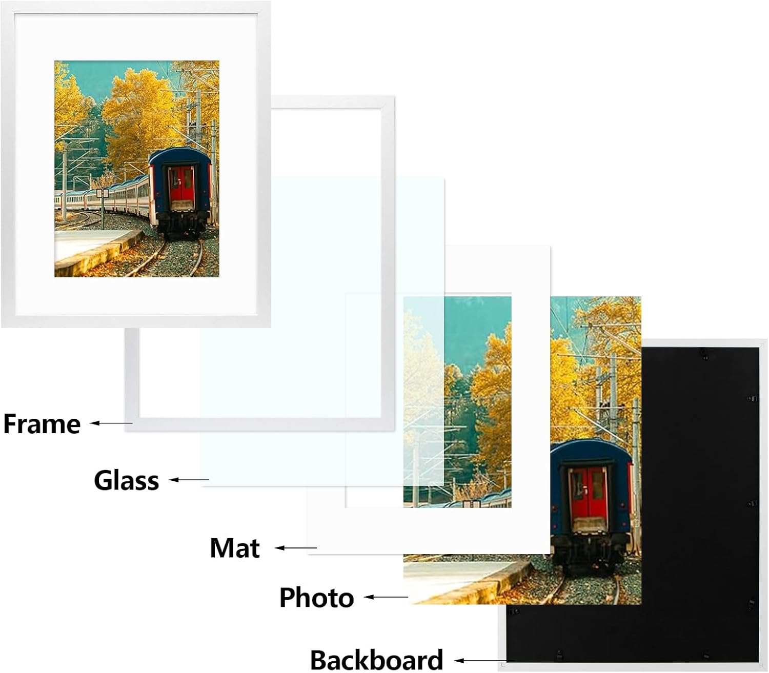 Golden State Art, 16X20 Picture Frame with Mat for 11X14 - High Definition Glass Wall Mounting Horizontal Vertical Display (White, 2 Pack)