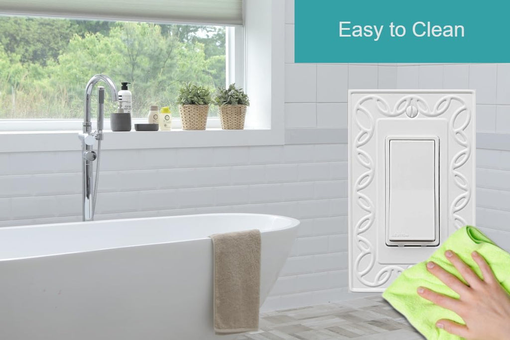 Single Decorator Light Switch Cover NovaBloom Metal Wall Plate, 4-Pack White 1 Gang Single Rocker, for Receptacle Dimmer Switch Cover GFCI Outlet Decorative Wallplate, Durable