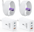 USB C Charger Block 100W, 3-Port GaN Super Fast Charger, Type C Wall Charger Adapter with 6.6ft USB C Charging Cable for MacBook Pro/Air,iPad Pro, i-Phone 16/15Pro, Galaxy S24/S23 and More[2 Pack]