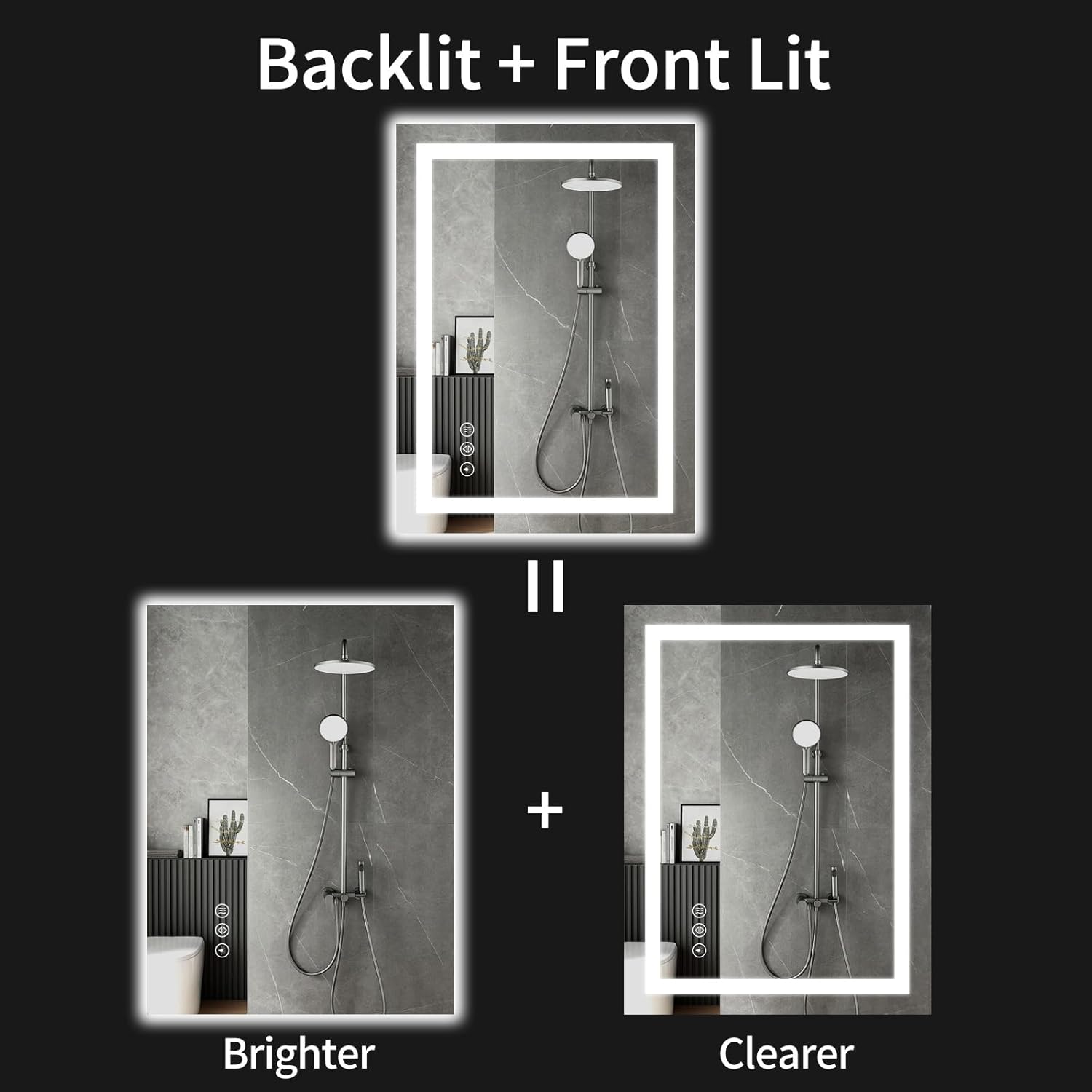 20"x28" LED Bathroom Mirror with Lights, Dimmable，Anti-Fog，Bathroom Vanity Mirror for Wall, Backlit + Front Lit, Memory Function, Shatter-Proof，Tempered Glass