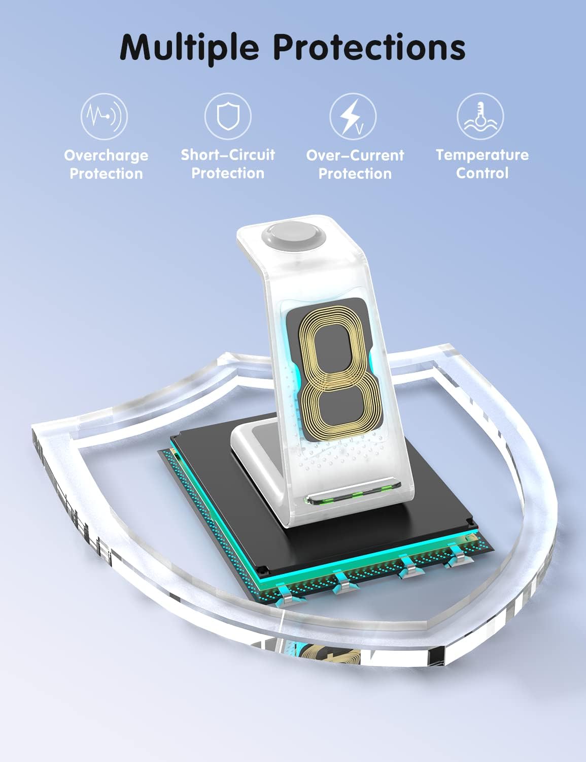 Wireless Charger for iPhone Charging Station: 3 in 1 Phone Charger Stand for iPhone 17/16/15/14/13/12/11/SE/X Pro Max Plus - Apple Watch 11/10/9/Ultra 2/8/SE/7/6/5 - AirPods 4/Pro 2/3